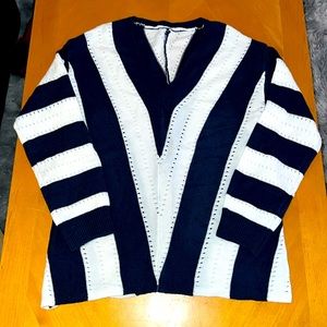 Comfy cozy blue and white striped sweater